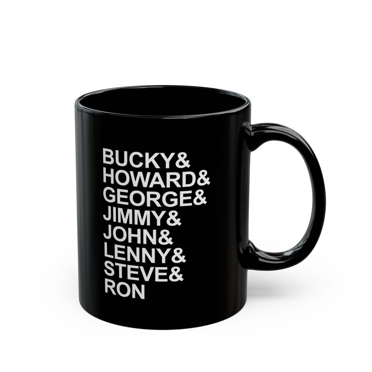 Black Seven String Jazz Guitar Greats Ceramic Mug | Musical Home Goods | Coffee Cup for Guitarists | Novelty Gifts for Jazz Musicians |  7 String Guitar Heros