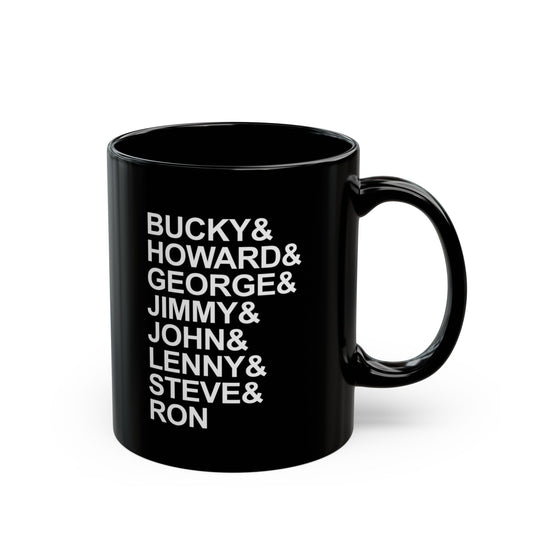 Black Seven String Jazz Guitar Greats Ceramic Mug | Musical Home Goods | Coffee Cup for Guitarists | Novelty Gifts for Jazz Musicians