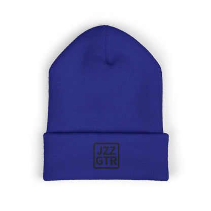 Black Embroidered JZZ GTR® Beanie Hat-Classic Winter Hat for Jazz Lovers and Guitarists