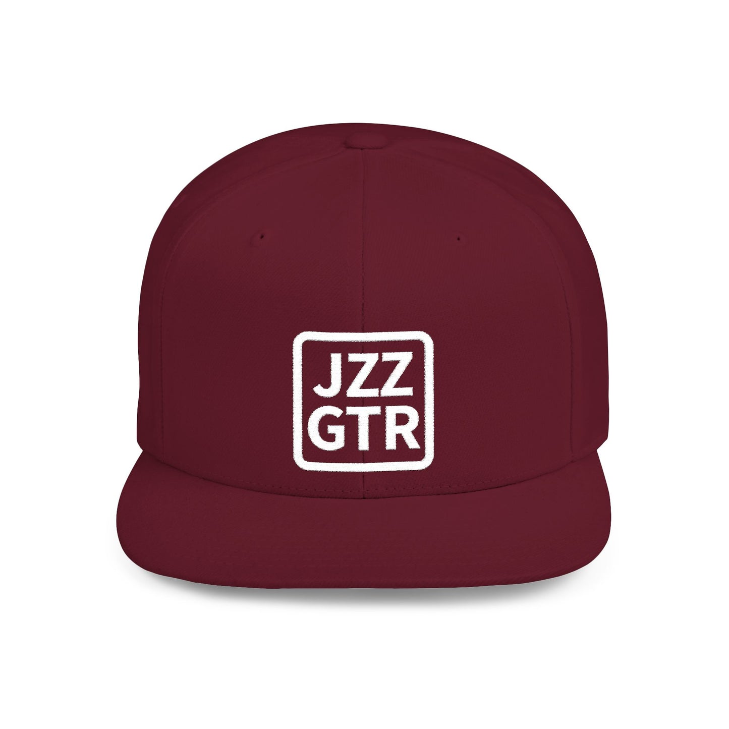 White Embroidered JZZ GTR™ Snapback Hat, Trendy Snapback Cap, Casual Gift for Jazz Lovers and Jazz Guitarists