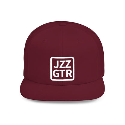 White Embroidered JZZ GTR™ Snapback Hat, Trendy Snapback Cap, Casual Gift for Jazz Lovers and Jazz Guitarists