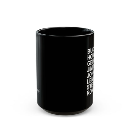 Black Seven String Jazz Guitar Greats Ceramic Mug | Musical Home Goods | Coffee Cup for Guitarists | Novelty Gifts for Jazz Musicians