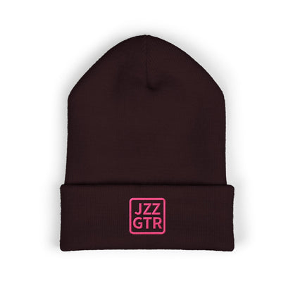 Pink Embroidered JZZ GTR® Beanie Hat | Warm Jazz Guitar Winter Style