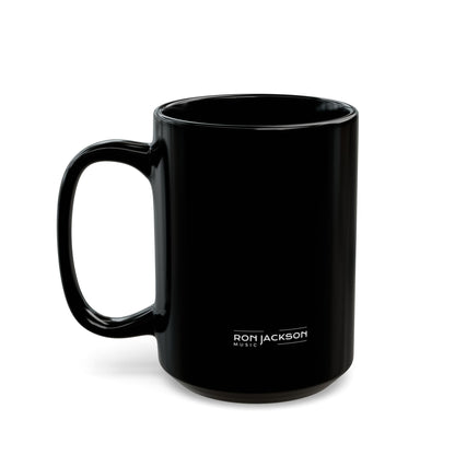 Shy Cat 11oz schwarze Kaffeetasse | Humorvolle Morgenkaffeetasse | Einzigartige Teetasse für Gitarristen | Neuartige Haushaltswaren für Musikliebhaber 