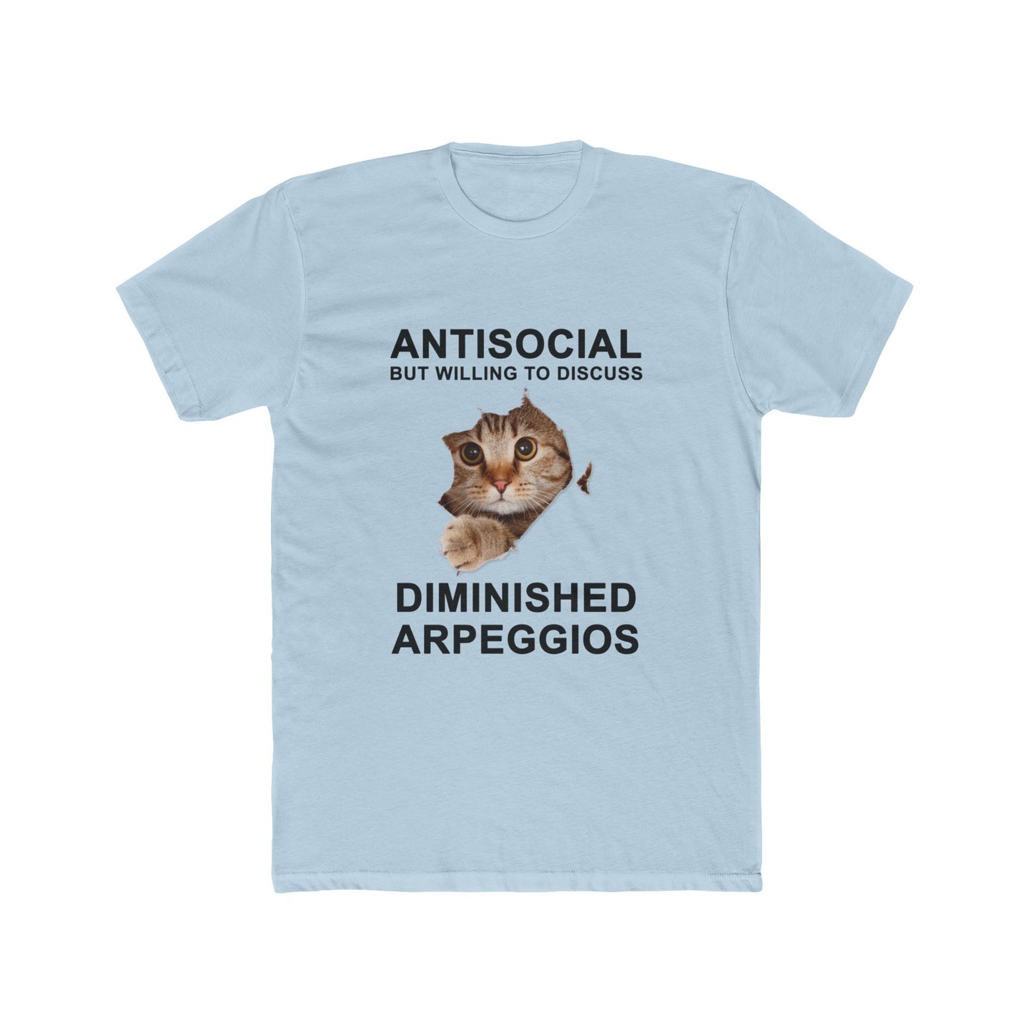 Shy Cat Diminished Arpeggios Shirt | Funny Men's Cotton Crew Tee | Novelty Gifts for Musicians
