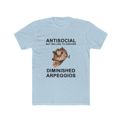 Shy Cat Diminished Arpeggios Shirt | Funny Men's Cotton Crew Tee | Novelty Gifts for Musicians