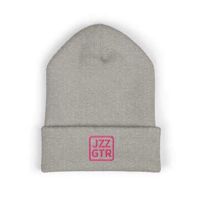 Pink Embroidered JZZ GTR® Beanie Hat | Warm Jazz Guitar Winter Style