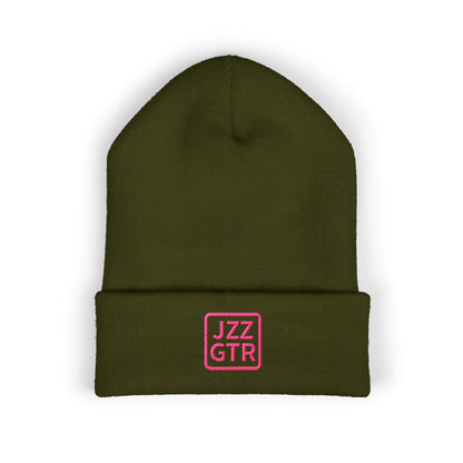 Pink Embroidered JZZ GTR® Beanie Hat | Warm Jazz Guitar Winter Style