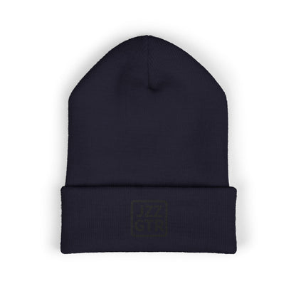 Black Embroidered JZZ GTR® Beanie Hat-Classic Winter Hat for Jazz Lovers and Guitarists