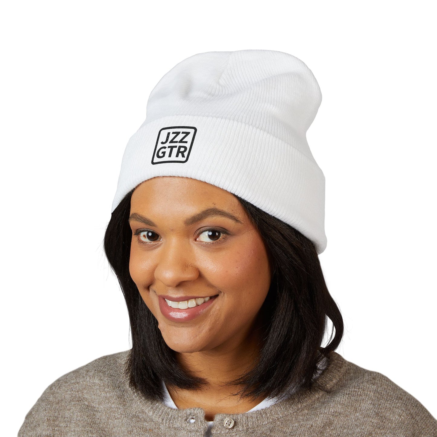 Black Embroidered JZZ GTR® Beanie Hat-Classic Winter Hat for Jazz Lovers and Guitarists