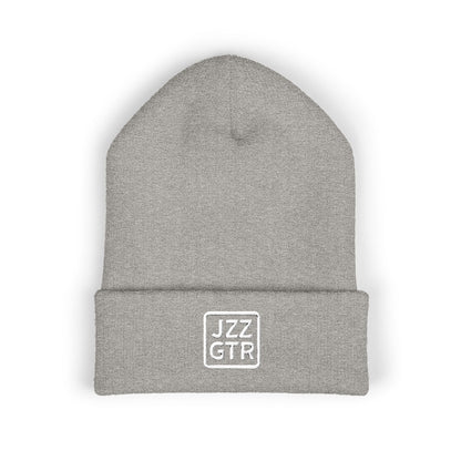 White Embroidered JZZ GTR® Beanie Hat | Classic Jazz Musician Look