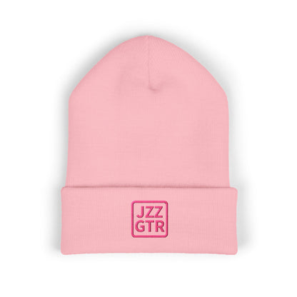 Pink Embroidered JZZ GTR® Beanie Hat | Warm Jazz Guitar Winter Style