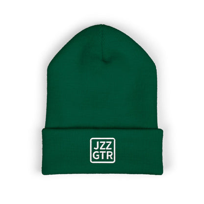 White Embroidered JZZ GTR® Beanie Hat | Classic Jazz Musician Look