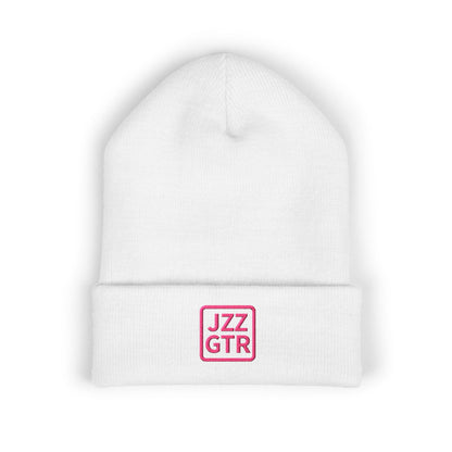 Pink Embroidered JZZ GTR® Beanie Hat | Warm Jazz Guitar Winter Style