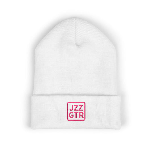 Pink Embroidered JZZ GTR® Beanie Hat | Warm Jazz Guitar Winter Style