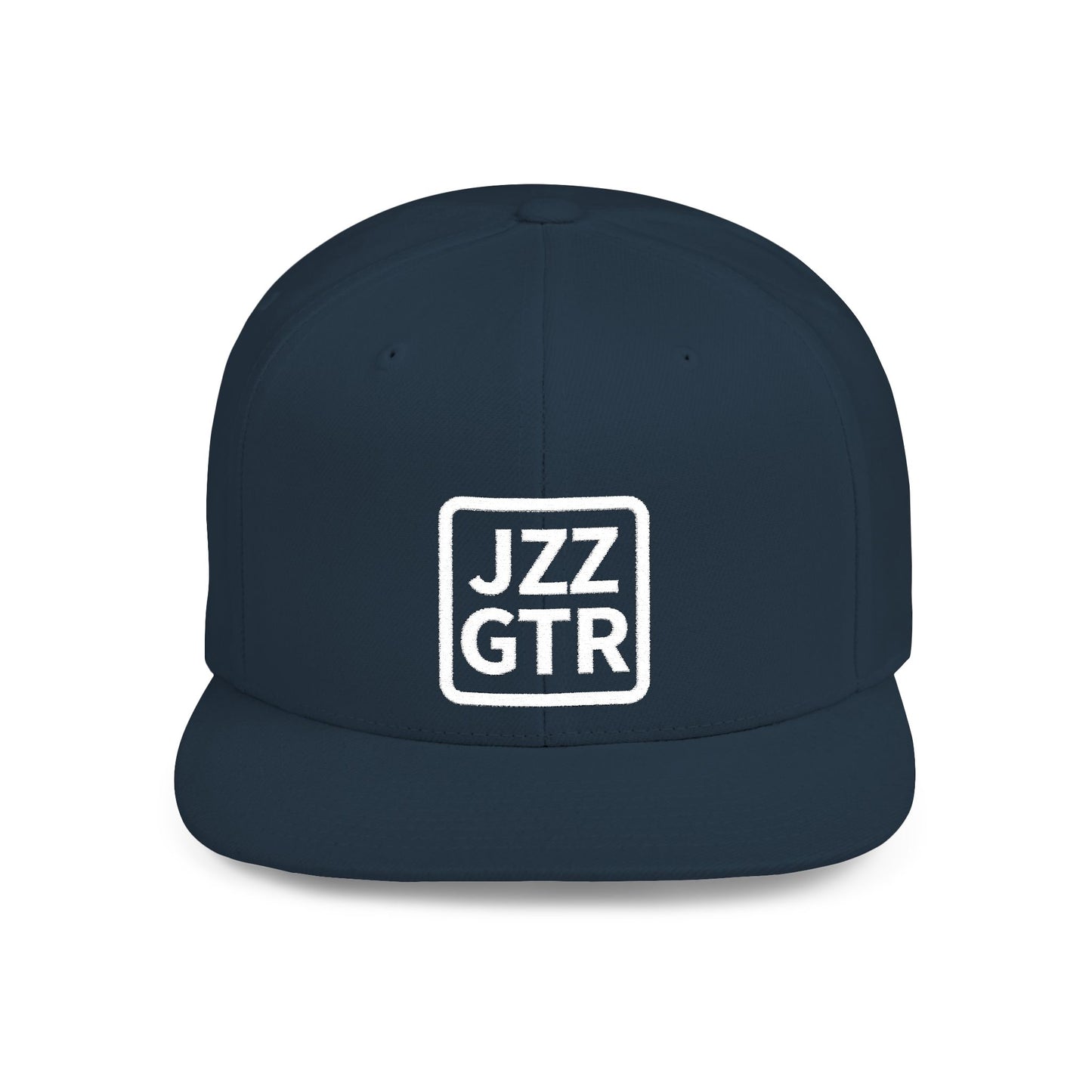 White Embroidered JZZ GTR™ Snapback Hat, Trendy Snapback Cap, Casual Gift for Jazz Lovers and Jazz Guitarists