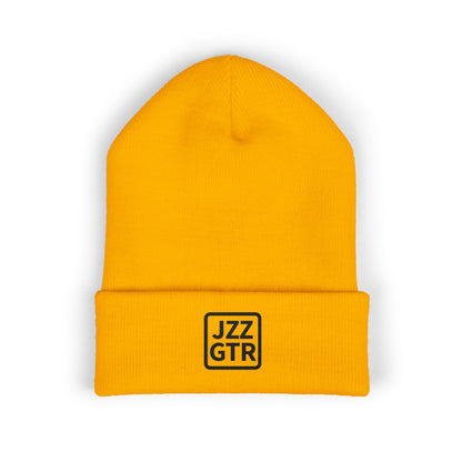 Black Embroidered JZZ GTR® Beanie Hat-Classic Winter Hat for Jazz Lovers and Guitarists