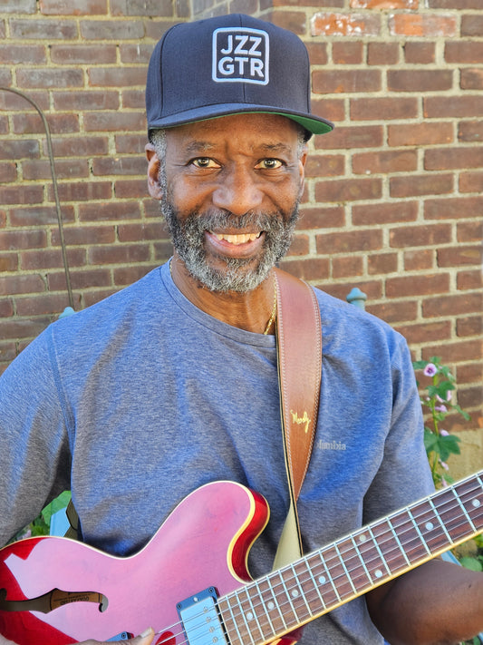 White Embroidered JZZ GTR ® Snapback Hat, Trendy Snapback Cap, Casual Gift for Jazz Lovers and Jazz Guitarists