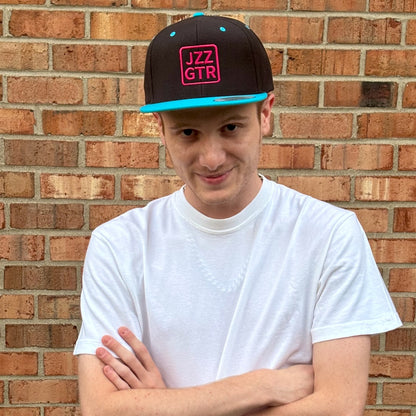 Pink Embroidered JZZ GTR ® Snapback Hat, Trendy Snapback Cap, Casual Gift for Jazz Lovers and Jazz Guitarists