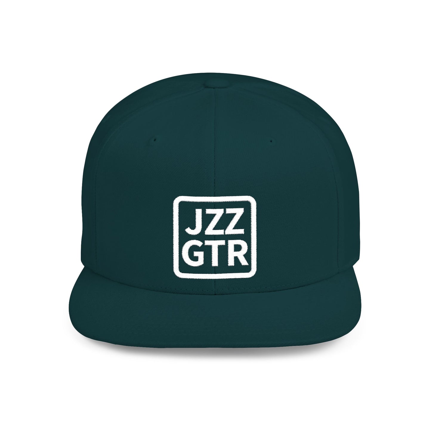 White Embroidered JZZ GTR™ Snapback Hat, Trendy Snapback Cap, Casual Gift for Jazz Lovers and Jazz Guitarists