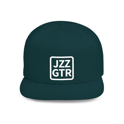 White Embroidered JZZ GTR™ Snapback Hat, Trendy Snapback Cap, Casual Gift for Jazz Lovers and Jazz Guitarists