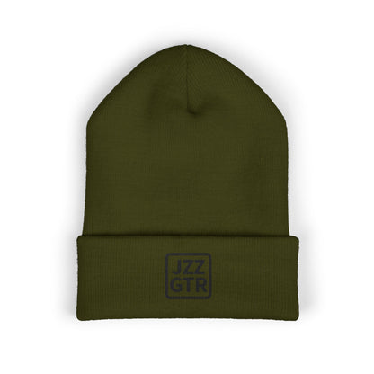 Black Embroidered JZZ GTR® Beanie Hat-Classic Winter Hat for Jazz Lovers and Guitarists