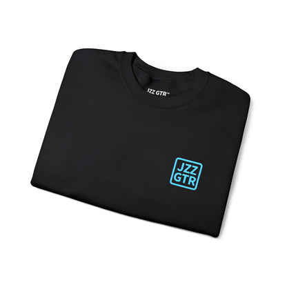 Black JZZ GTR ™ Tuning Crewneck Sweatshirt with Sleeve Notes Standard & 7-String Tuning Guide