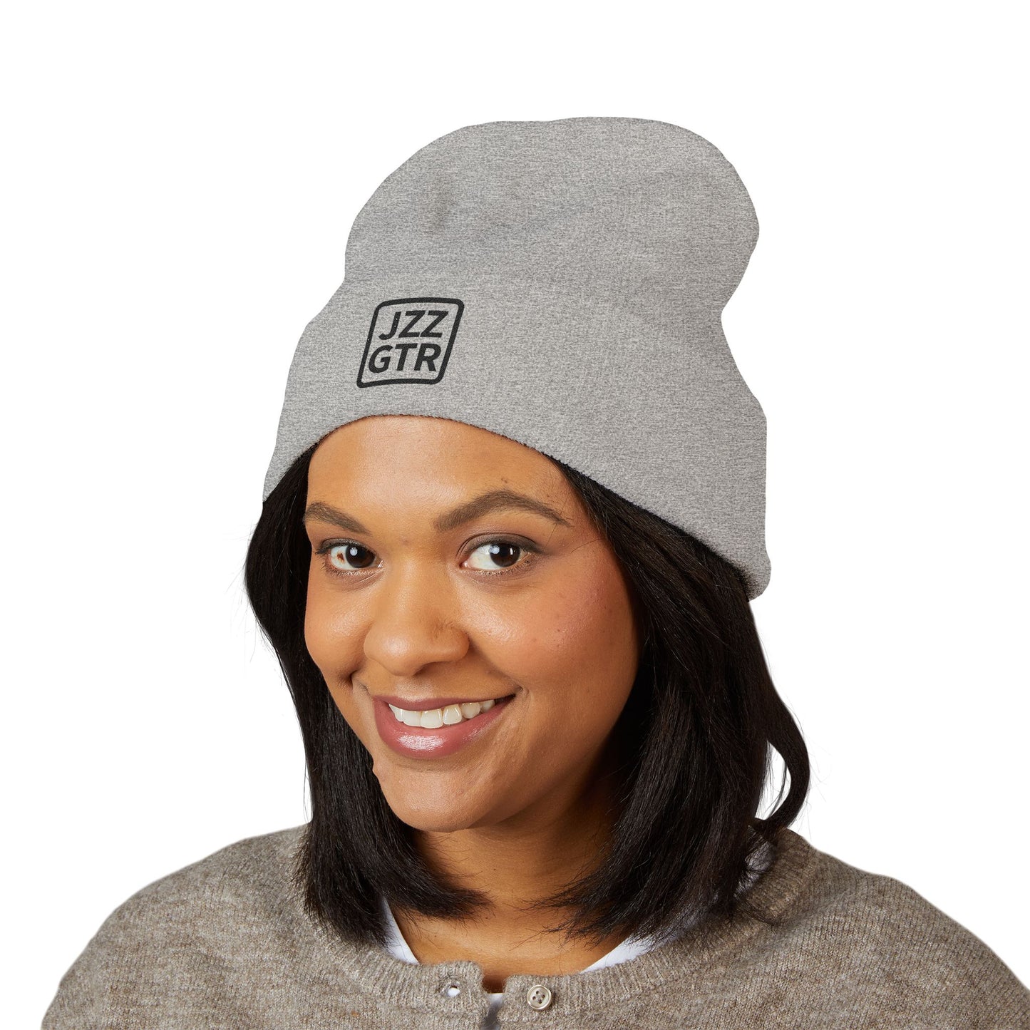 Black Embroidered JZZ GTR® Beanie Hat-Classic Winter Hat for Jazz Lovers and Guitarists