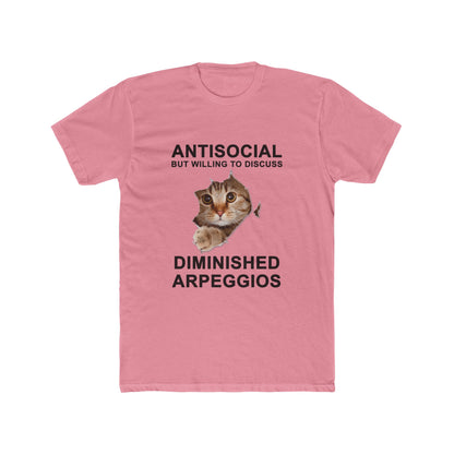 Shy Cat Diminished Arpeggios Shirt | Funny Men's Cotton Crew Tee | Novelty Gifts for Musicians