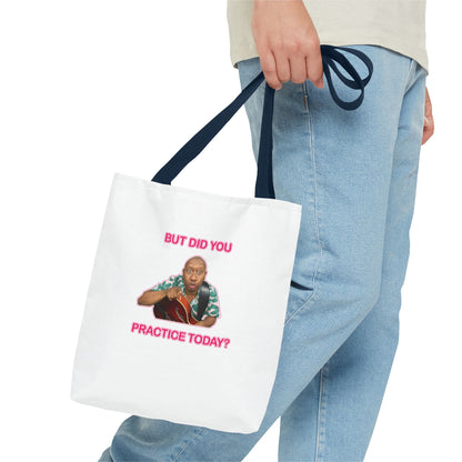 “But Did You Practice?” Logo Tote Bag (White)