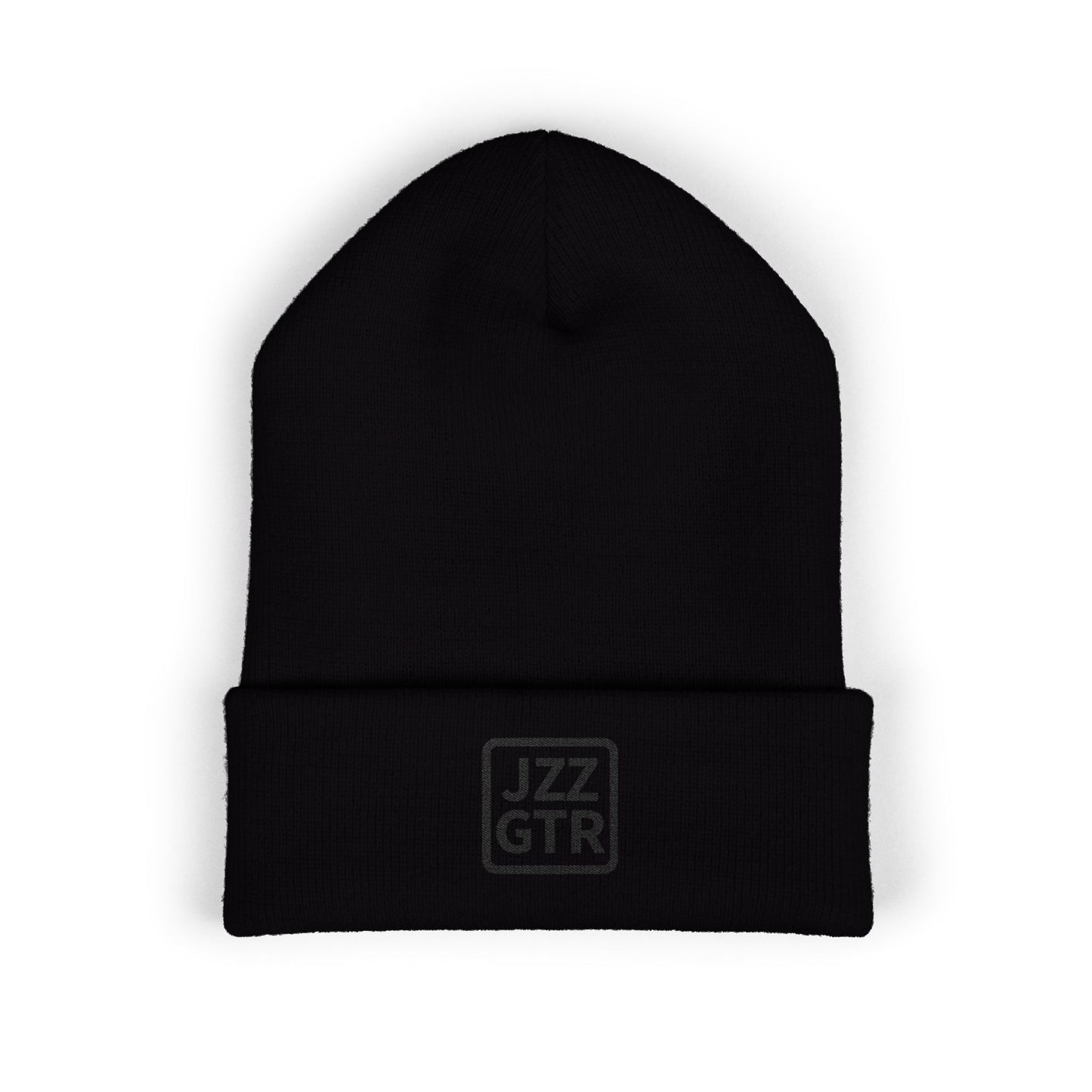 Black Embroidered JZZ GTR® Beanie Hat-Classic Winter Hat for Jazz Lovers and Guitarists