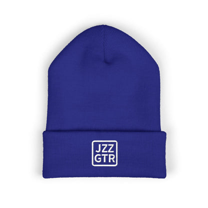 White Embroidered JZZ GTR® Beanie Hat | Classic Jazz Musician Look