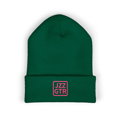 Pink Embroidered JZZ GTR® Beanie Hat | Warm Jazz Guitar Winter Style