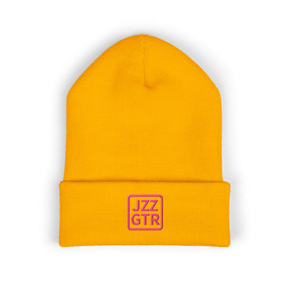 Pink Embroidered JZZ GTR® Beanie Hat | Warm Jazz Guitar Winter Style