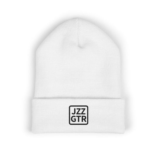 Black Embroidered JZZ GTR® Beanie Hat-Classic Winter Hat for Jazz Lovers and Guitarists