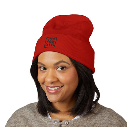 Black Embroidered JZZ GTR® Beanie Hat-Classic Winter Hat for Jazz Lovers and Guitarists