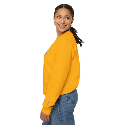 Yellow JZZ GTR ™ Tuning Crewneck Sweatshirt with Sleeve Note Standard & 7-String Tuning Guide