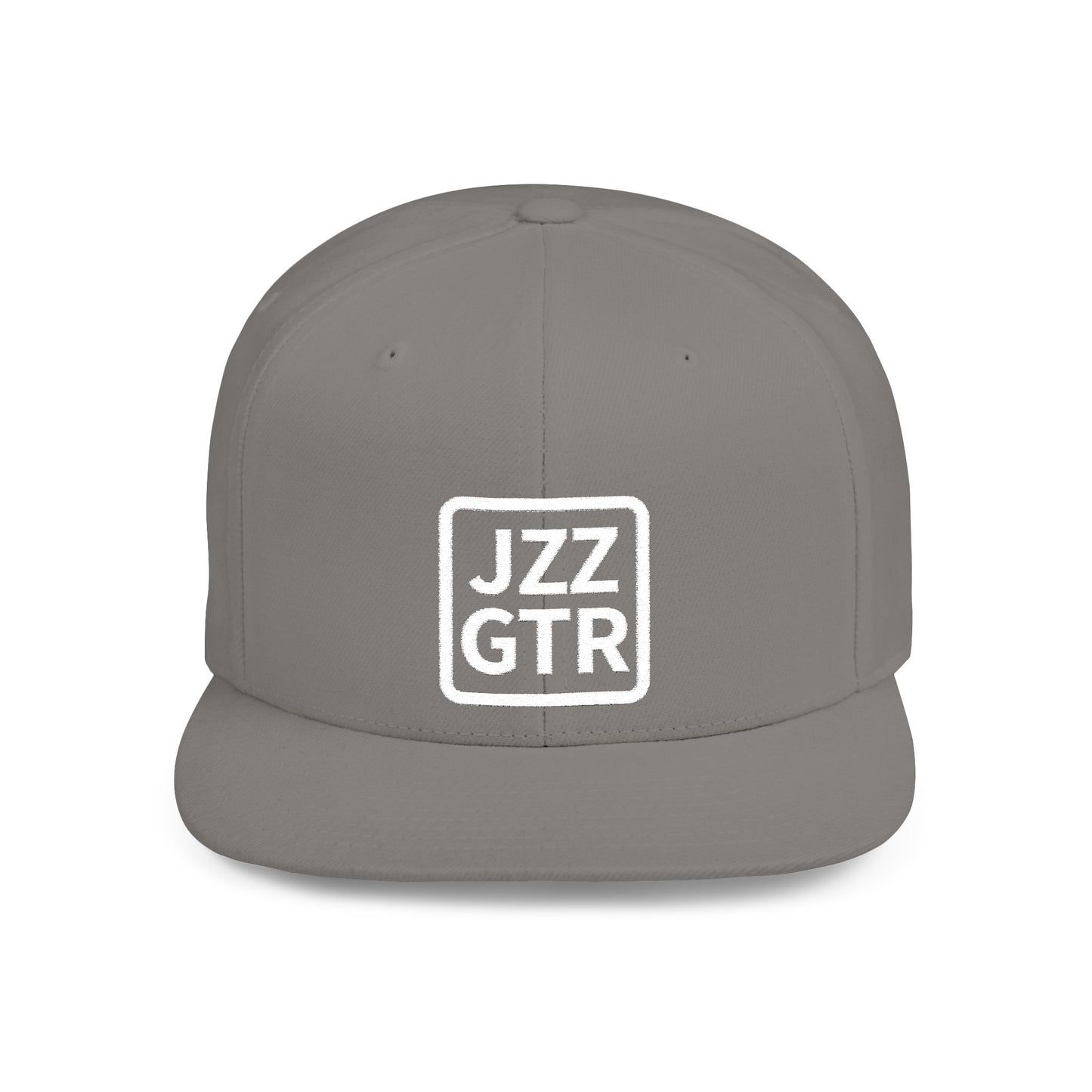 White Embroidered JZZ GTR™ Snapback Hat, Trendy Snapback Cap, Casual Gift for Jazz Lovers and Jazz Guitarists