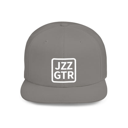 White Embroidered JZZ GTR™ Snapback Hat, Trendy Snapback Cap, Casual Gift for Jazz Lovers and Jazz Guitarists