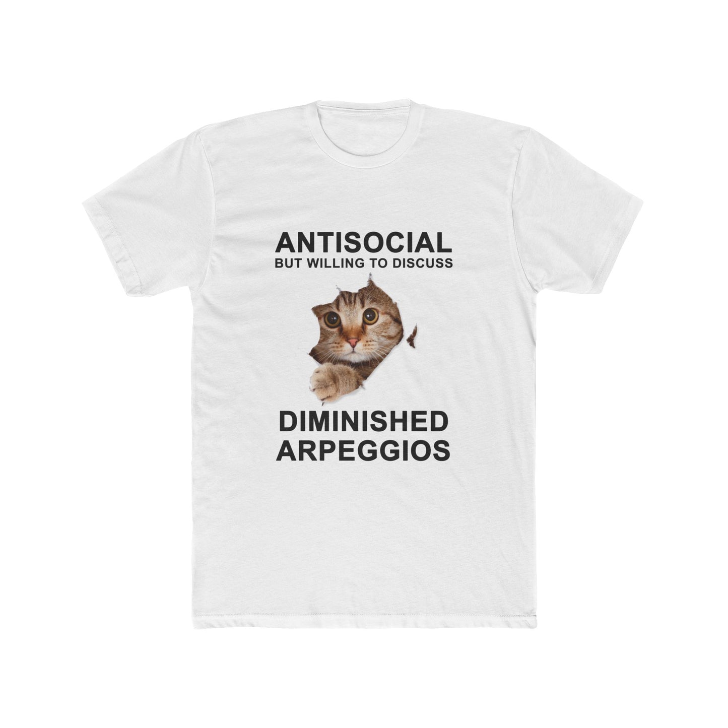 Shy Cat Diminished Arpeggios Shirt | Funny Men's Cotton Crew Tee | Novelty Gifts for Musicians