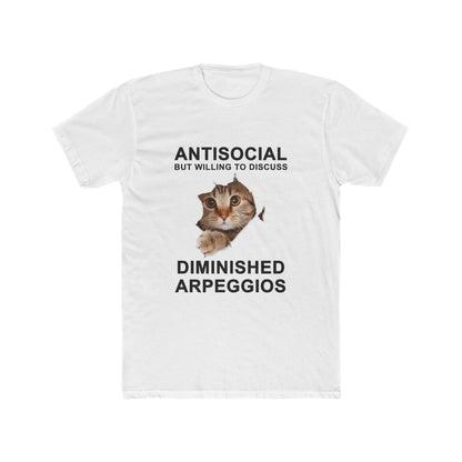 Shy Cat Diminished Arpeggios Shirt | Funny Men's Cotton Crew Tee | Novelty Gifts for Musicians