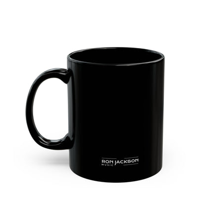 Shy Cat 11oz schwarze Kaffeetasse | Humorvolle Morgenkaffeetasse | Einzigartige Teetasse für Gitarristen | Neuartige Haushaltswaren für Musikliebhaber 