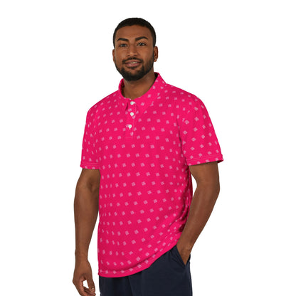 Pink Polo Shirt with White JZZ GTR ™ Monogram Pattern