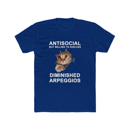 Shy Cat Diminished Arpeggios Shirt | Funny Men's Cotton Crew Tee | Novelty Gifts for Musicians