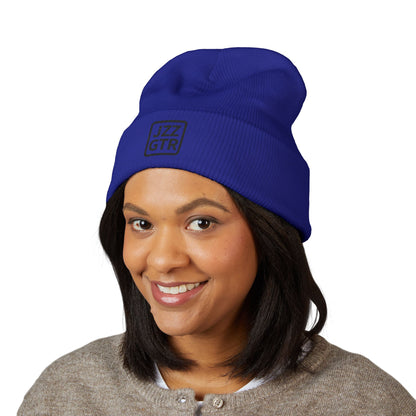 Black Embroidered JZZ GTR® Beanie Hat-Classic Winter Hat for Jazz Lovers and Guitarists