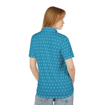 Blue Polo Shirt with white JZZ GTR ™ Monogram Pattern