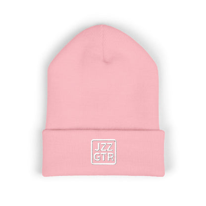 White Embroidered JZZ GTR® Beanie Hat | Classic Jazz Musician Look