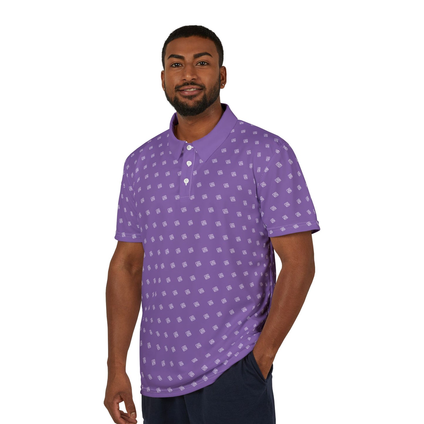 Light Purple Polo Shirt with white JZZ GTR ™ Monogram Pattern