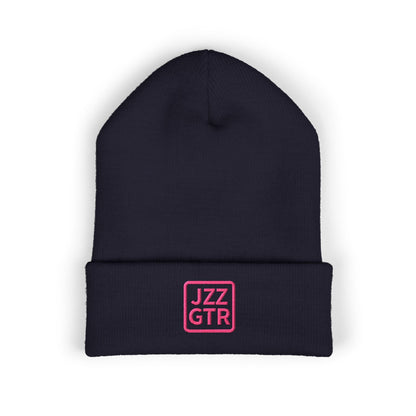 Pink Embroidered JZZ GTR® Beanie Hat | Warm Jazz Guitar Winter Style