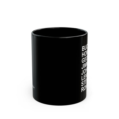 Black Seven String Jazz Guitar Greats Ceramic Mug | Musical Home Goods | Coffee Cup for Guitarists | Novelty Gifts for Jazz Musicians
